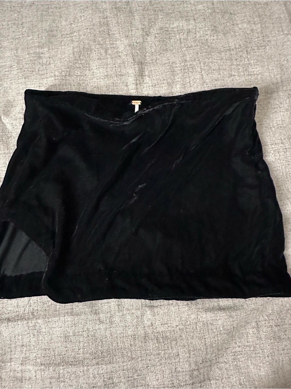 Free People Black Velvet Mini Skirt with Side Slit